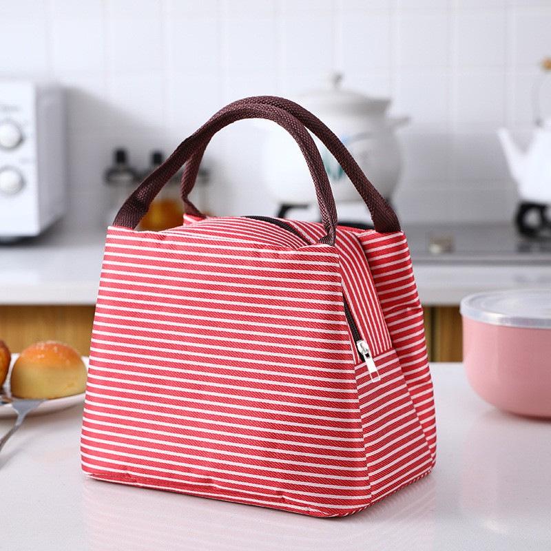 Insulated Oxford Cloth Striped Lunch and Picnic Bag - Large, Waterproof, B Style Ice Bag