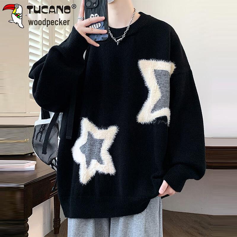 

TUCANO Men s Loose Fit Thickened Round Neck Sweater 2XL