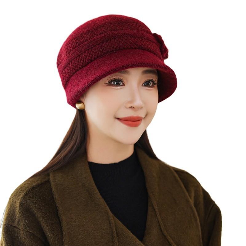 Hat Woman In The Elderly Hat Mother Rabbit Fur Wool Hat Fleece Cold Grandma Old Lady Knitted Hat Thick