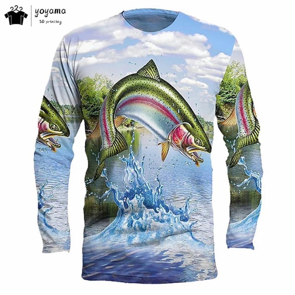 

Классические футболки с принтом рыбы, графические футболки с 3D-принтом, мужская одежда, повседневная футболка для мужчин, мужской топ, мужская футболка с длинным рукавом, мужская одежда 6XL