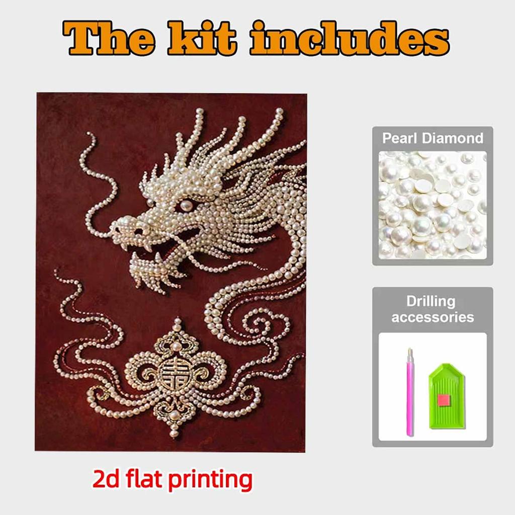 Perlen Drache DIY Diamant Malerei Kits 15.7x19.6 Zoll Edelstein Kunst Diamant Malerei Kits Ohne Rahmen für Erwachsene Geschenkidee Heim Wanddekoration
