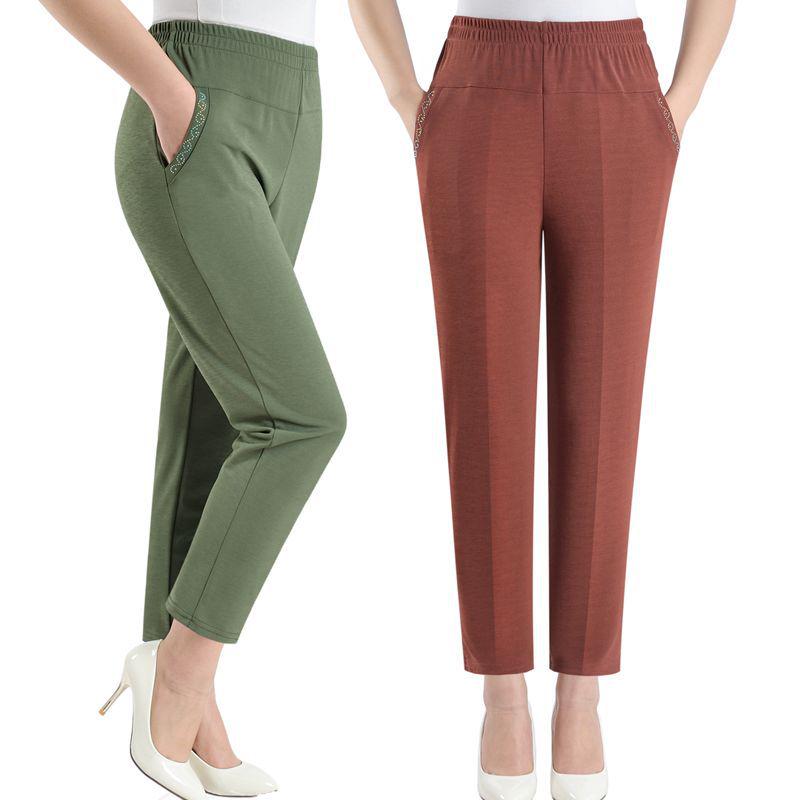 Summer Stretch High-Waist Casual Pants for Women - Loose, Straight-Leg, Grandma Style