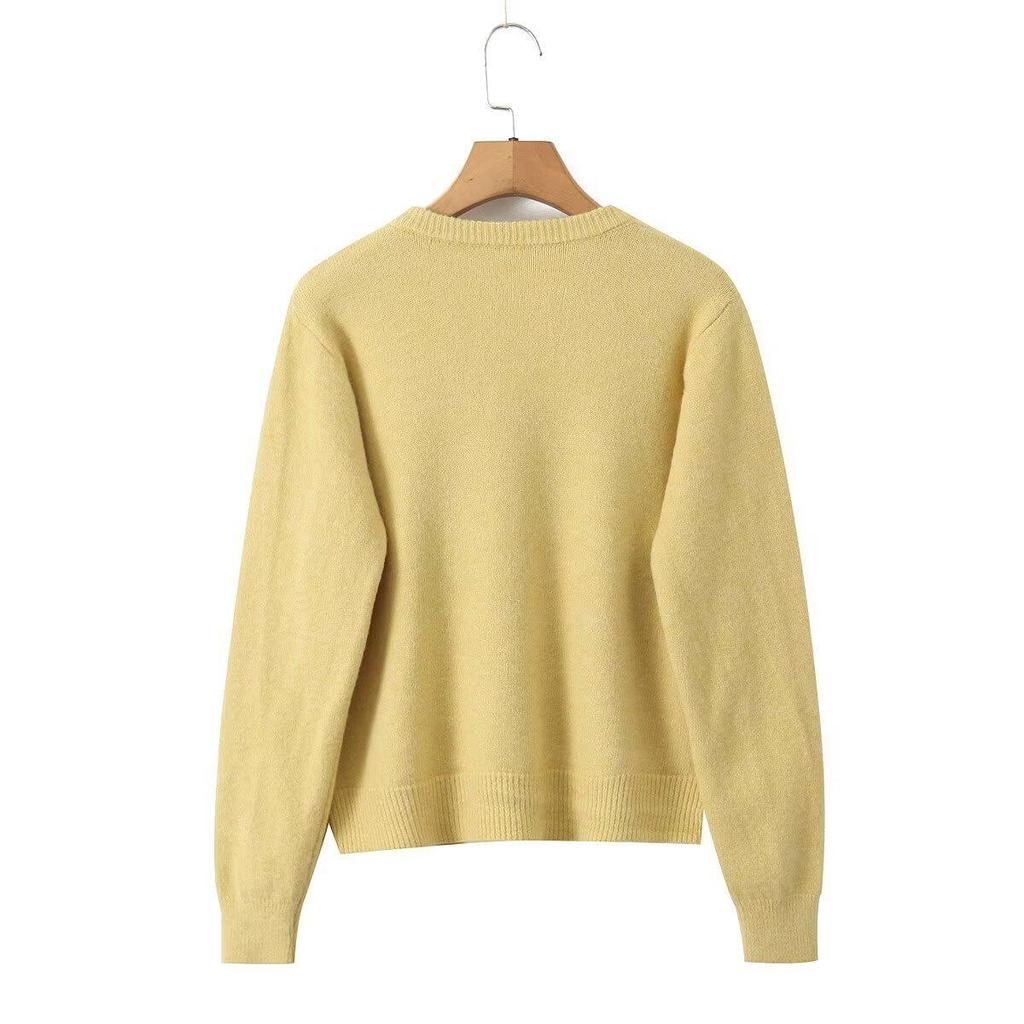 2024 Fall Women's European & American Style Long Sleeve Button Knit Cardigan