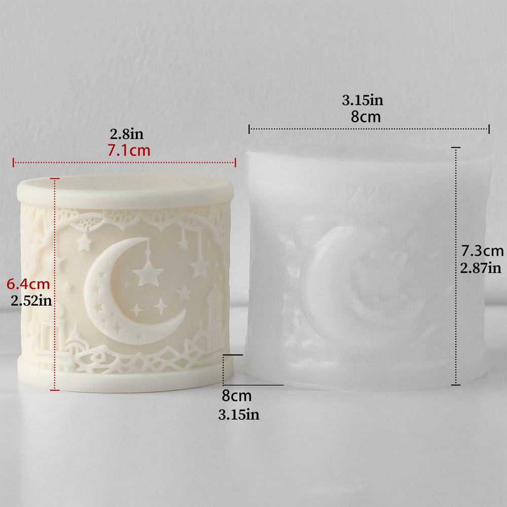 Ramadan Silicone Mold 3D Crescent Mosque Candle Mold Islamic Themed Silicone Mold For Resin Soap Making Chocolate Baking