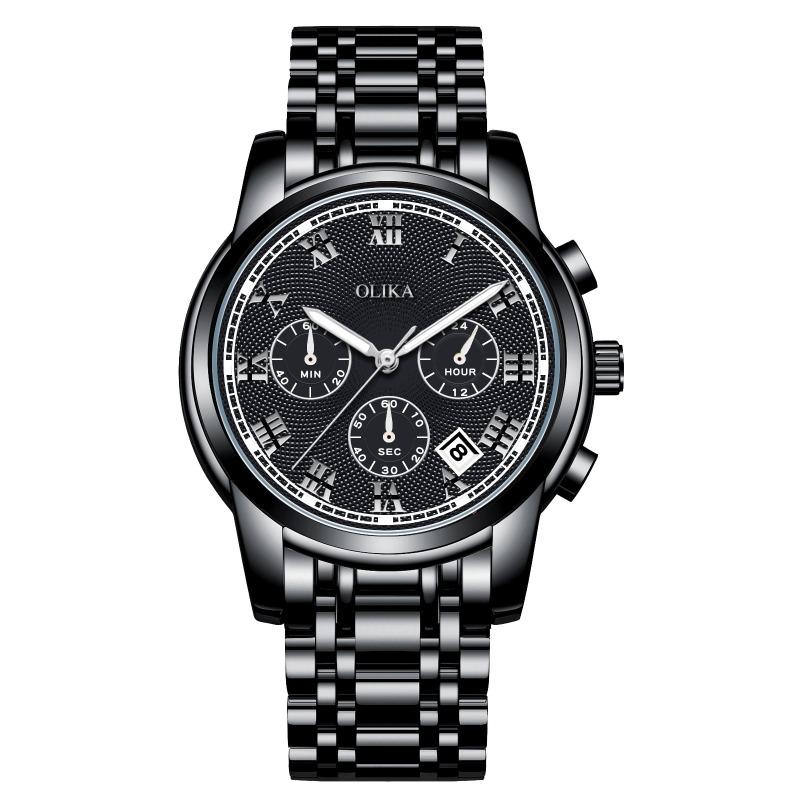 New Top Brand Fashion Men's Watch Fine Steel Band Casual Sports Luminous Waterproof Three-Eye Six-Pin Watch