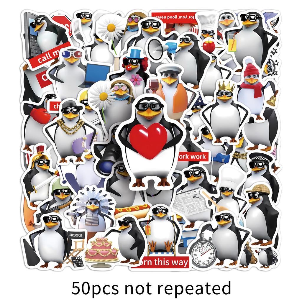 William Tell Penguin Creative Animation Stickers, 50 Sheets for Scooters & Backpacks