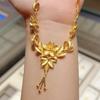 Gold-Plated Fine Chains Necklace Strong Sand Gold Flower Moon with Trendy Bridal Wedding Fairy Tassel for Holidays and Events