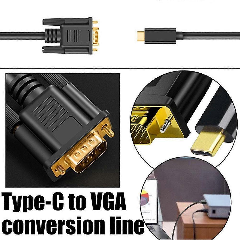 USB C TYPEC To VGA Cable 1080P Type C To VGA Converter Adapter Cable for Laptop