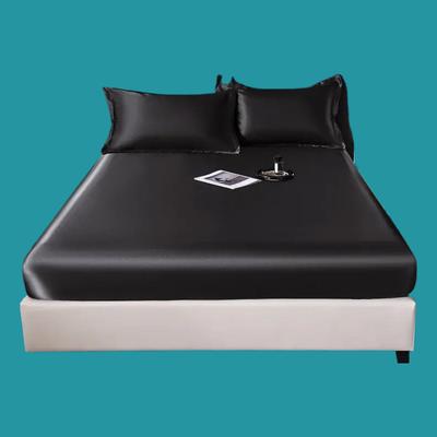 2025 New Ice Silk Fitted Sheet Solid Color Cool Silk Mattress Protective Cover Non-slip Satin Dust Cover Without Mattress