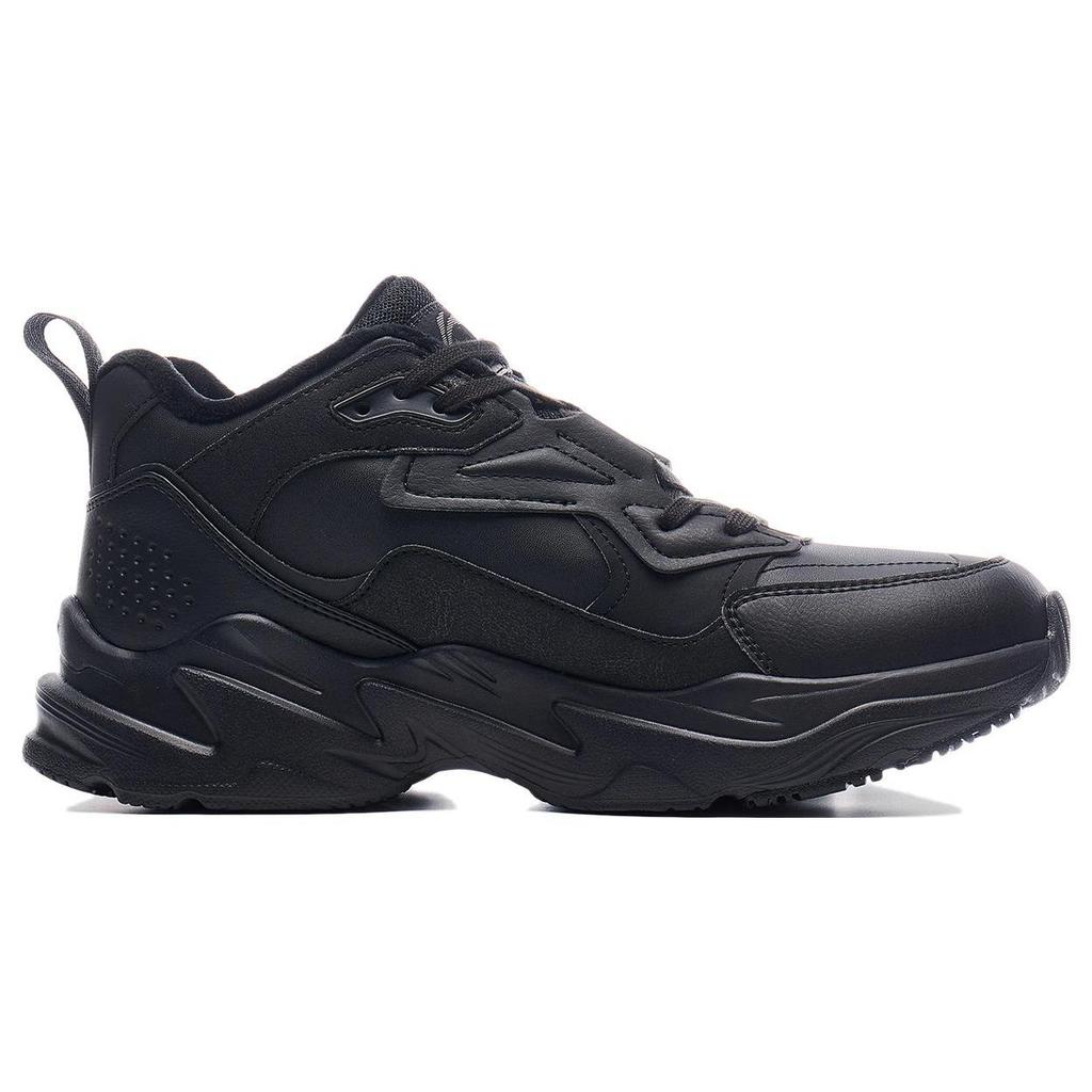 Li Ning Defender Comfortable Slip Resistant Mid Top Casual Shoes Men's Black Fleece Lined AGLT127-1