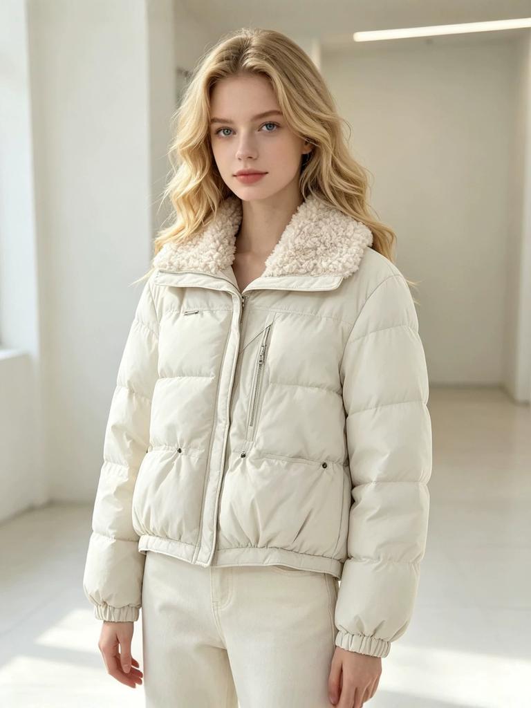 [] Winter New Women'S Fashion Splicing Fake Two-Piece Down Cotton Coat Design Short Cotton Coat