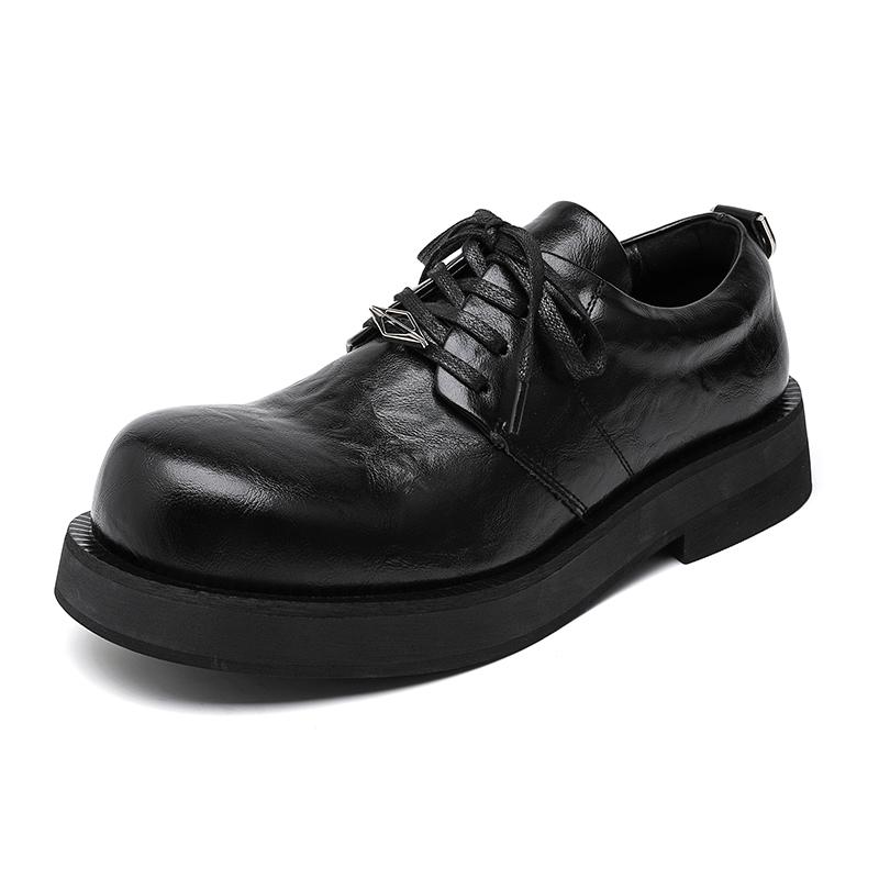 

Модные туфли на платформе Модные туфли на каблуке Кожаные туфли для мужчин Официальные свадебные туфли для свадьбы Вечерние темно-синие мужские черные 44 чёрный