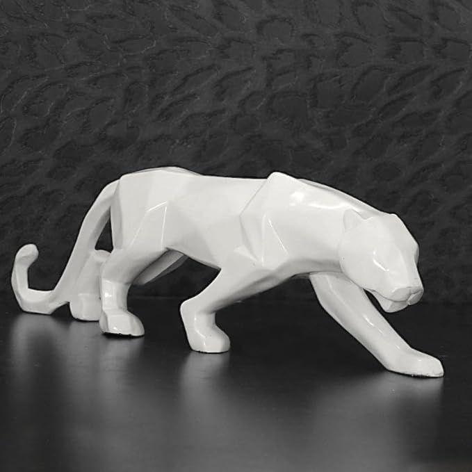 Panther Showpiece Set of 2 Geometric Resin Jaguar Sculpture Statue for Home Decor Living Room Office Table Modern