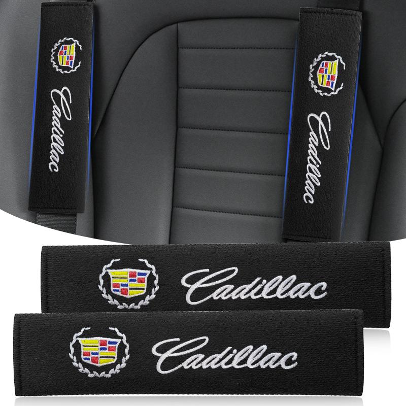 Cotton Car Emblem Badge Seat Belt Cover Shoulder Protection Cushion For Cadillac CT4 Seville ATS Celestiq Ciel Escala SRX XT6 EV XLR ELR Elmiraj EXT