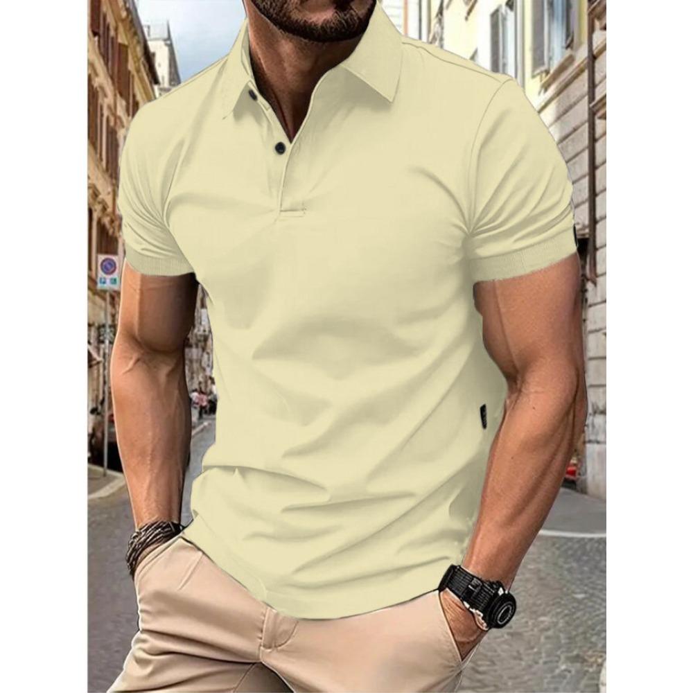 Men's New Summer Solid Color Top Popular Fashion Short Sleeves Slim Short Sleeves