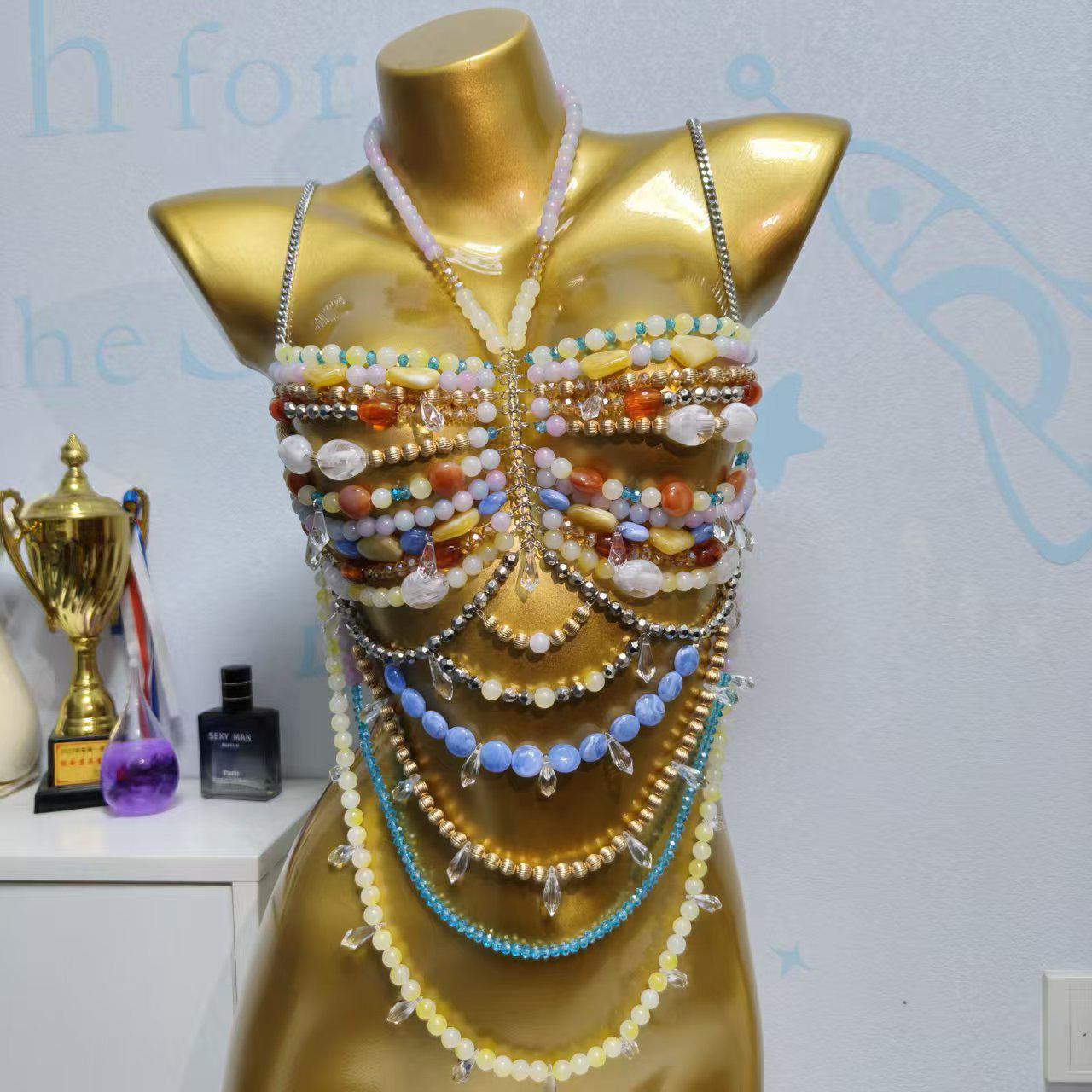 Европейская ручная работа, многослойная цепочка на тело с бусинами для женщин One Size