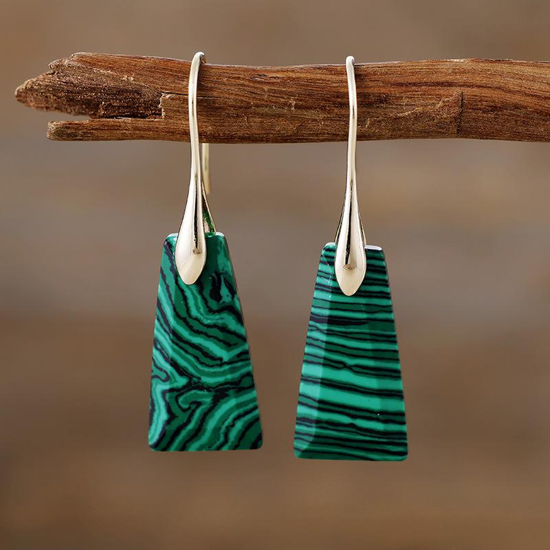 Bohemian geometric pendant earrings, popular natural stone jewelry in Europe and America