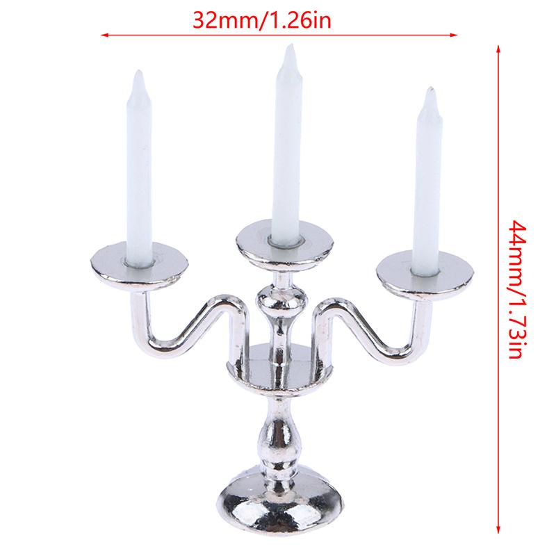 1:12 Scale Miniature Candlesticks Candelabra Dollhouse Candles Furniture Toy Pretend Play Doll House Decoration Accessories