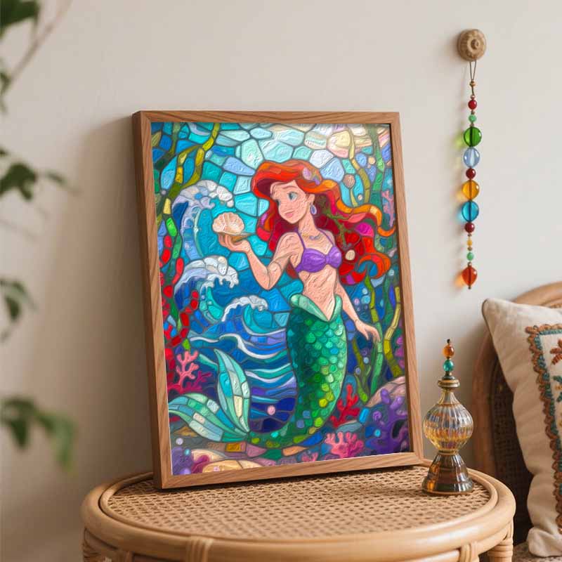 Disney Oil Painting Hand Painting Coloring Painting Mermaid Handmade Diy Home Decoration Gift