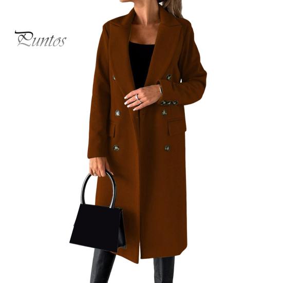 

Жіноча вовняна куртка з відкладним коміром, одноколірне двобортне пальто середньої довжини, утеплене, з довгими рукавами, пальто для поїздок на роботу і роботу, весна, осінь, зима L темно-коричневого кольору