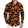 Men's Halloween Print Long Sleeve Button-down Shirt