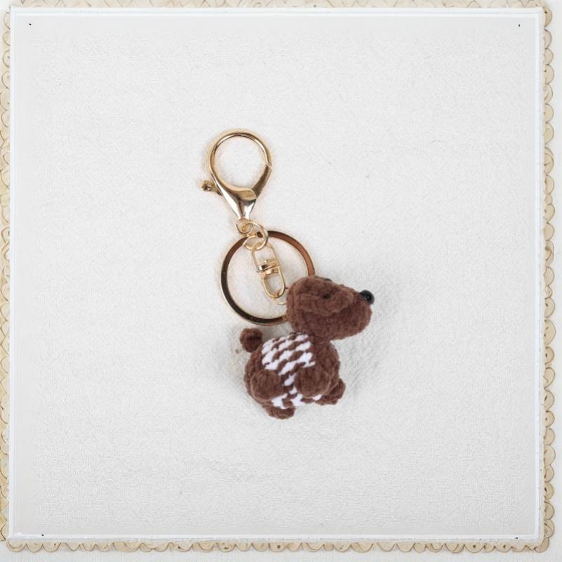 1Pcs Knitted Animal Dog Pendant Fashion Handmade Crochet Keychain Cute Mini Knitting Puppy Keyrings Bag Charm Decoration