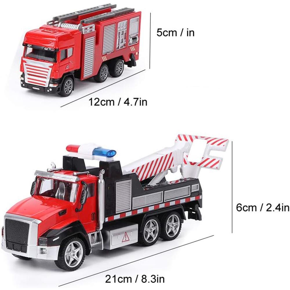 1/42 2 ks tlakově lité záchranné vozidlo Hasičské auto se stahovacím světlem pro děti s hudebním modelem