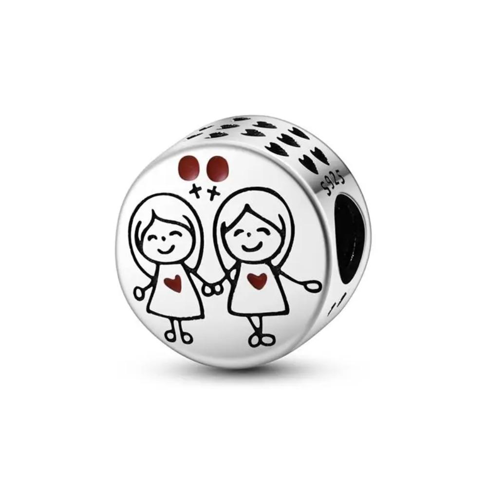 Silver Plated Couple Bracelet Necklace Set with Zirconium Beads Charms for Women Girls Lovers Jewelry Gift