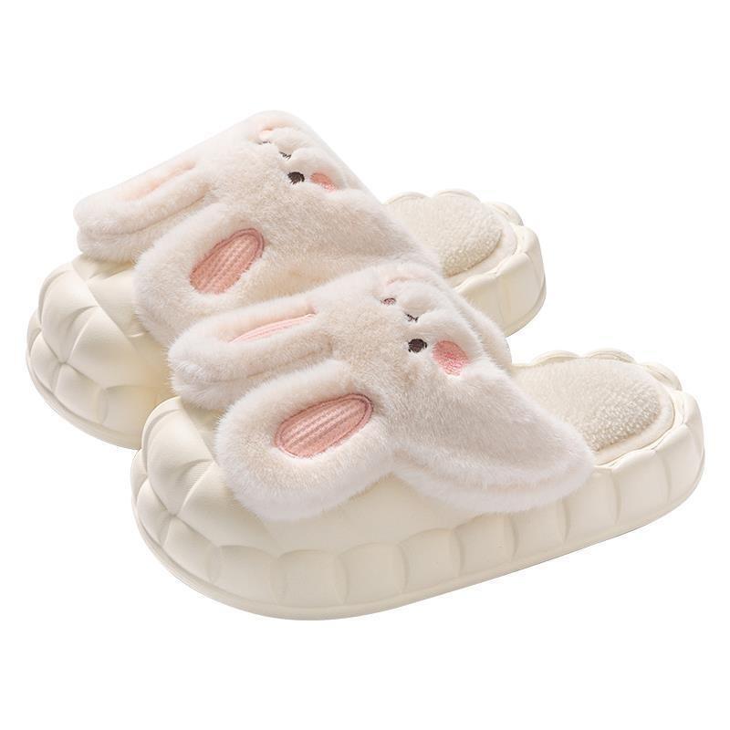 Removable cotton slippers women's autumn and winter thick bottom indoor home cute non-slip velvet warm men's cotton mop winter
