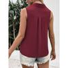 Women Summer New Style Solid Color V Neck Loose Chiffon Shirt Sleeveless Button Down Vest Blouse