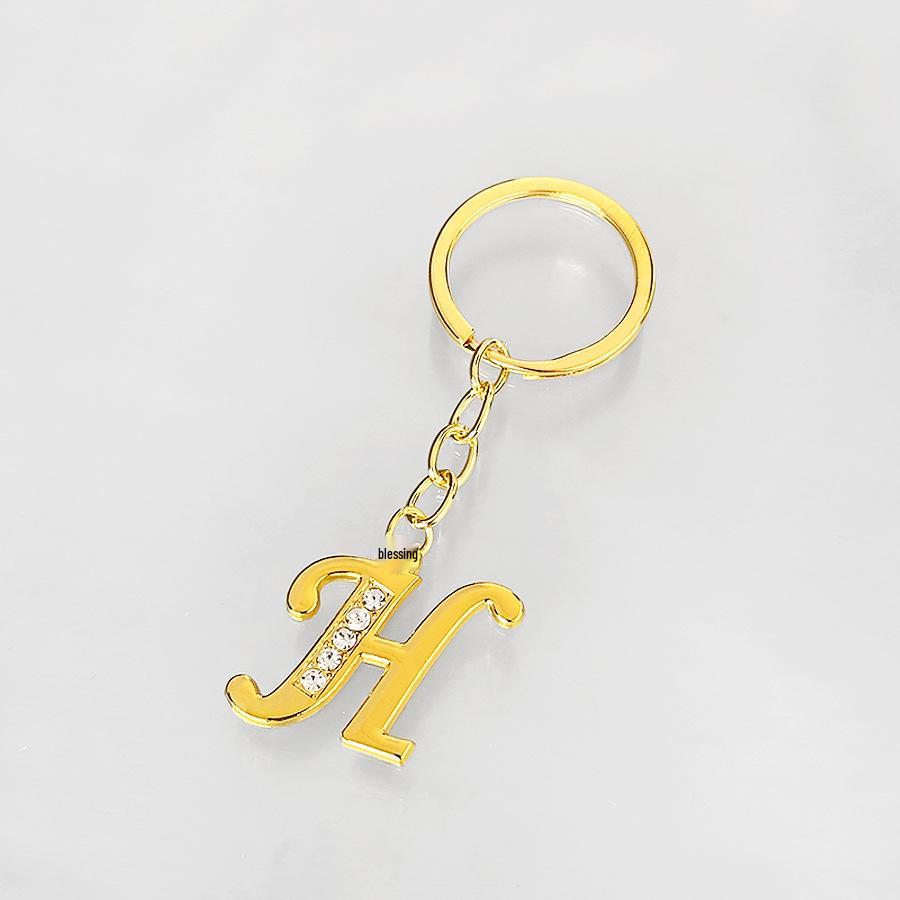 Creative Rhinestone Initials Metal Keychain – Korean Style Car Keyring Party Gift.