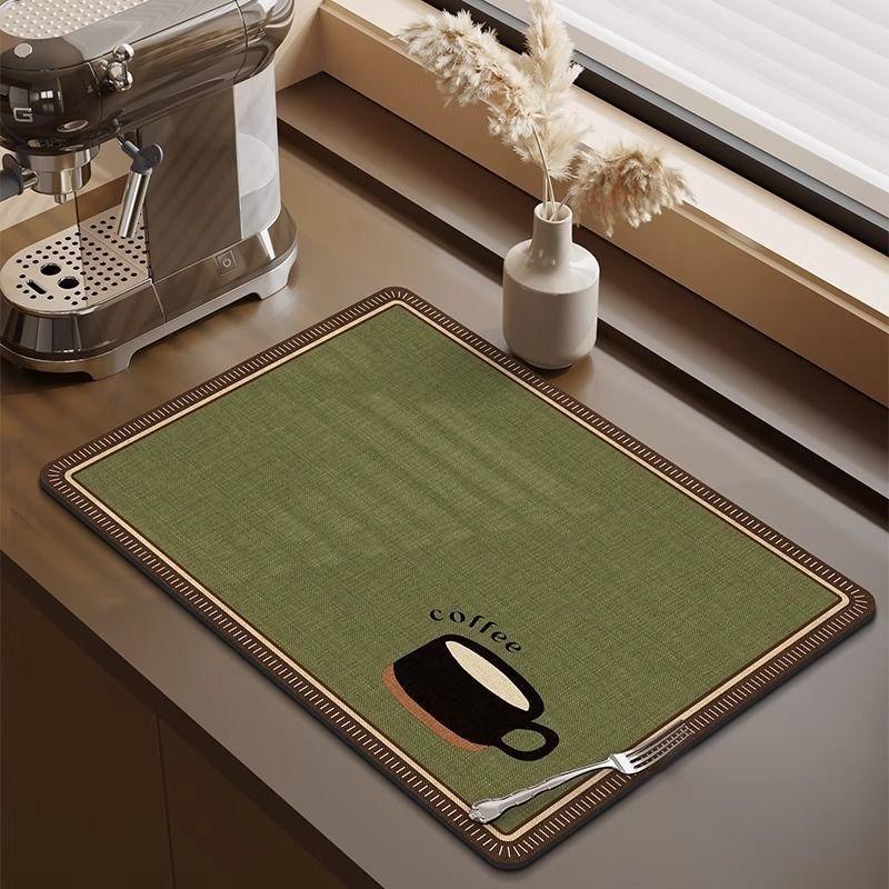 

Retro Coffee Cup Heat Insulation Pad Kitchen Absorbent Pad Anti-slip Drainage Plate Drying Pad Tableware Mat (as the picture,30x40cm)