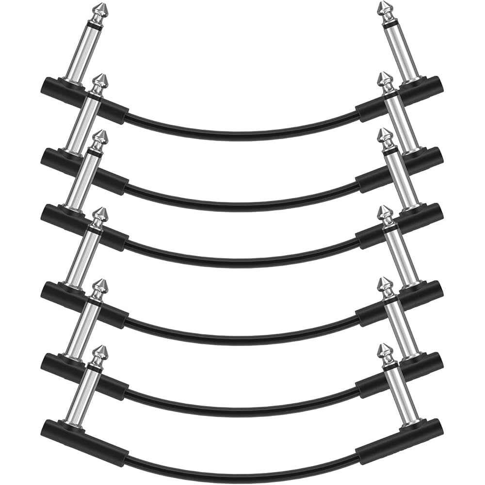 6-Piece Set 15cm Guitar Shield Effects Pedal with Space-Saving L-Shaped Power and Patch Cables for Guitar Effects