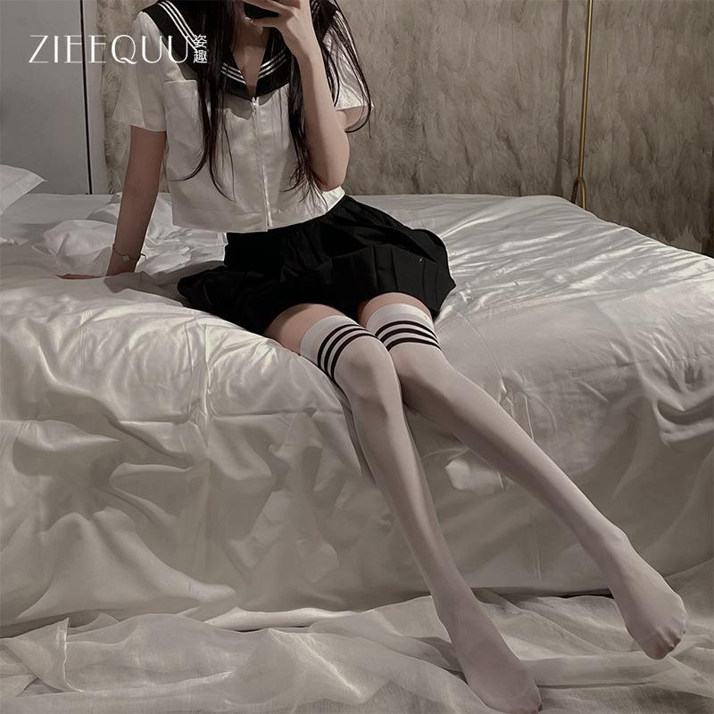 Sex Accessories Stockings Blue Striped Pure Student Socks Female College Legs Socks