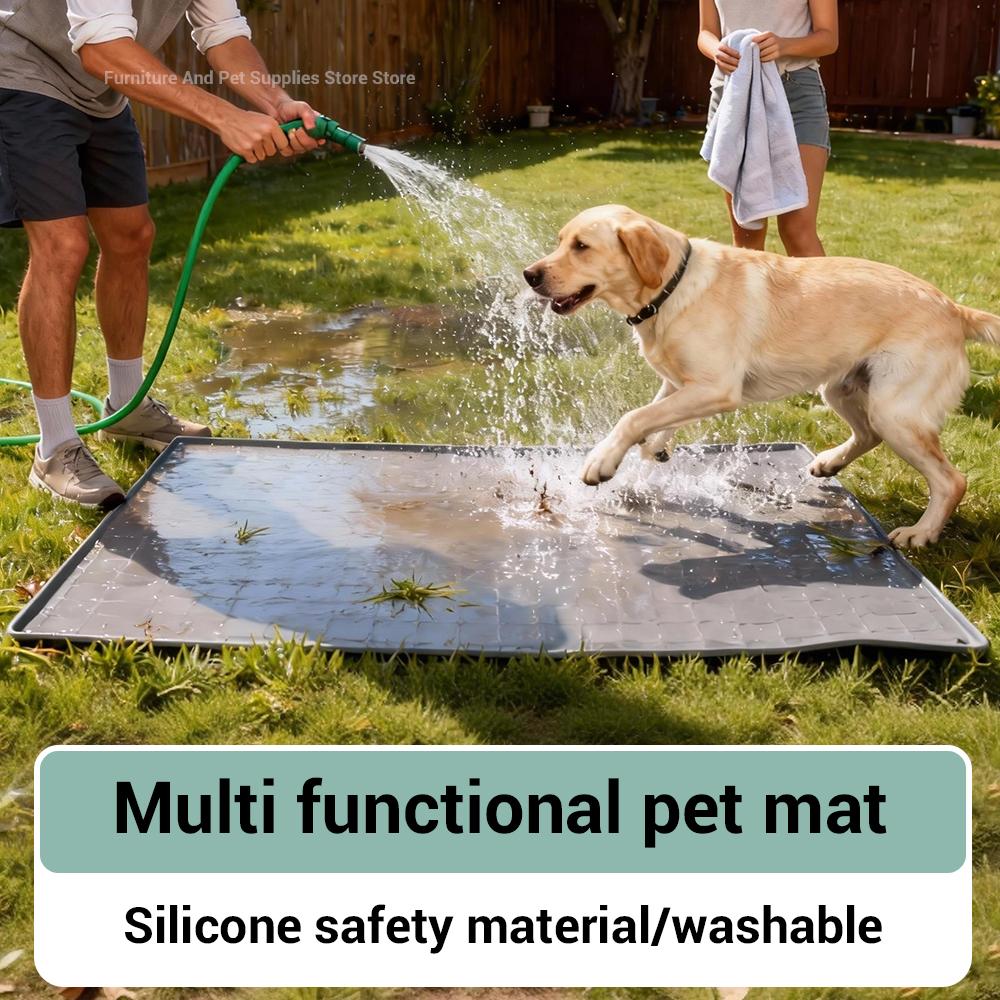 Tovaglietta per animali domestici Antiversamento Facile da pulire Pieghevole Tappetino per l'alimentazione di cani e gatti Silicone Antiscivolo Impermeabile Tappetino per animali domestici