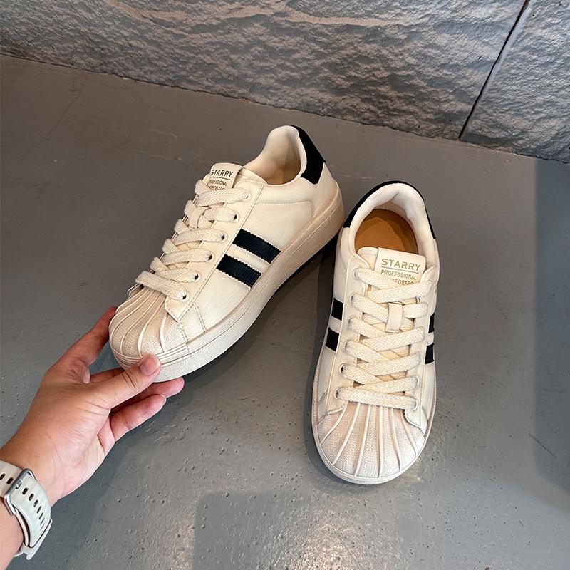 Color-polished leather little white shoes women's 2025 autumn new flat-bottomed sports shell head women's shoes are not tired of casual shoes