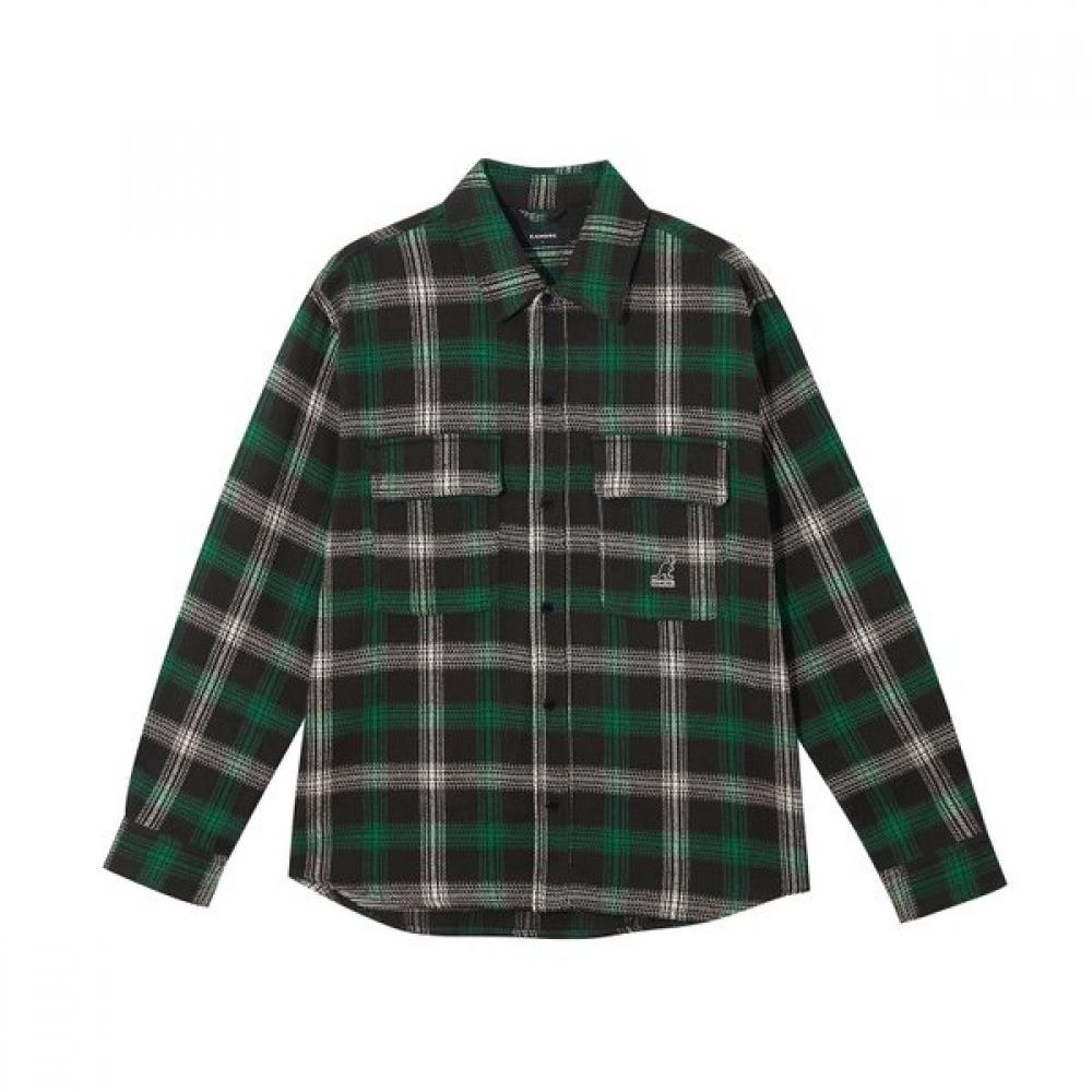 KANGOL Фланелевая клетчатая рубашка темно-зеленая 7067 SS