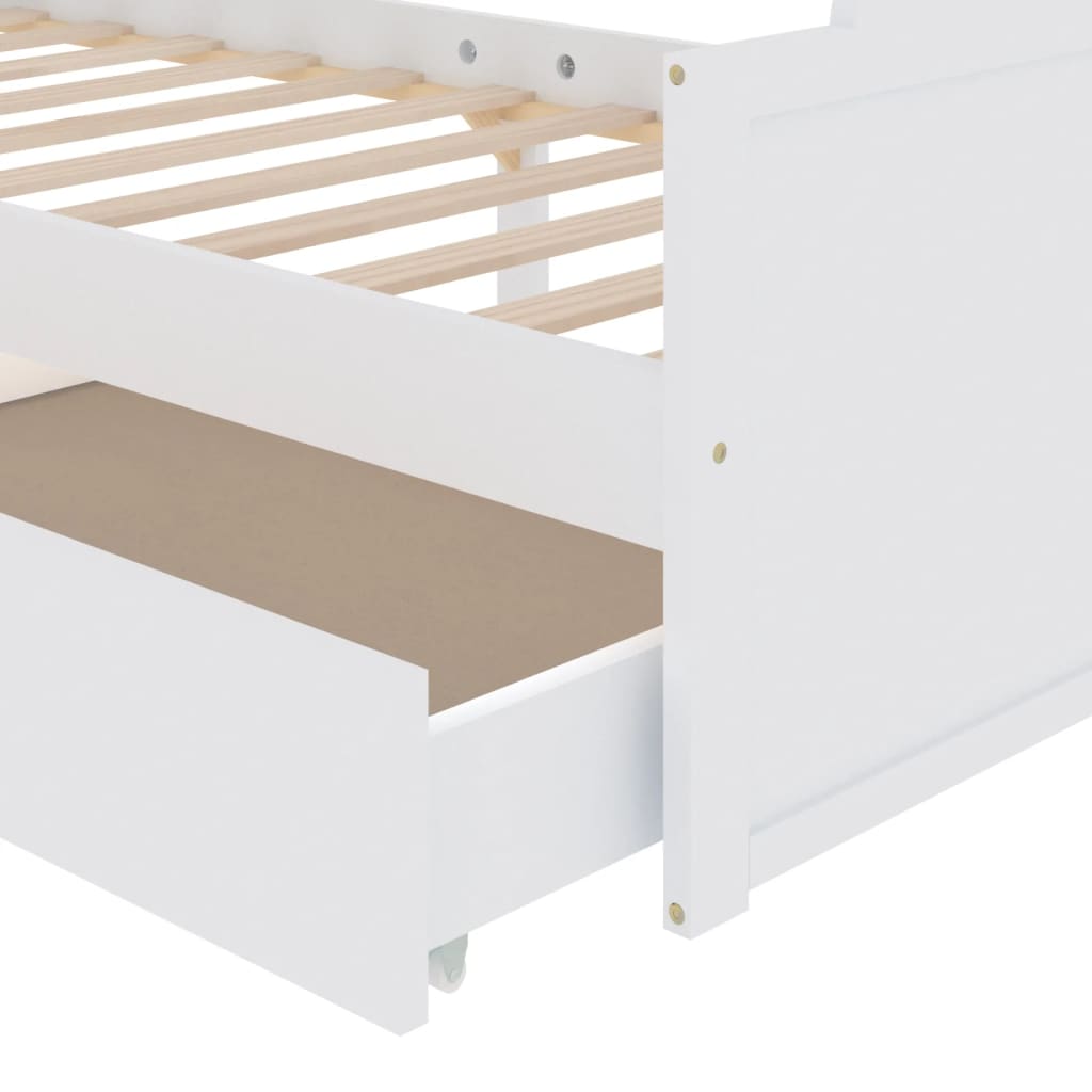 Vidaxl Struttura Letto con Cassetti, Bianca, Legno di Pino, 90 X 200 Cm