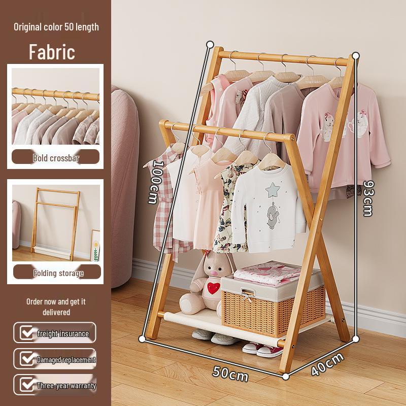 Compact Kids' Floor Clothes Rack: Foldable, Short, and Perfect for Bedrooms & Drying.