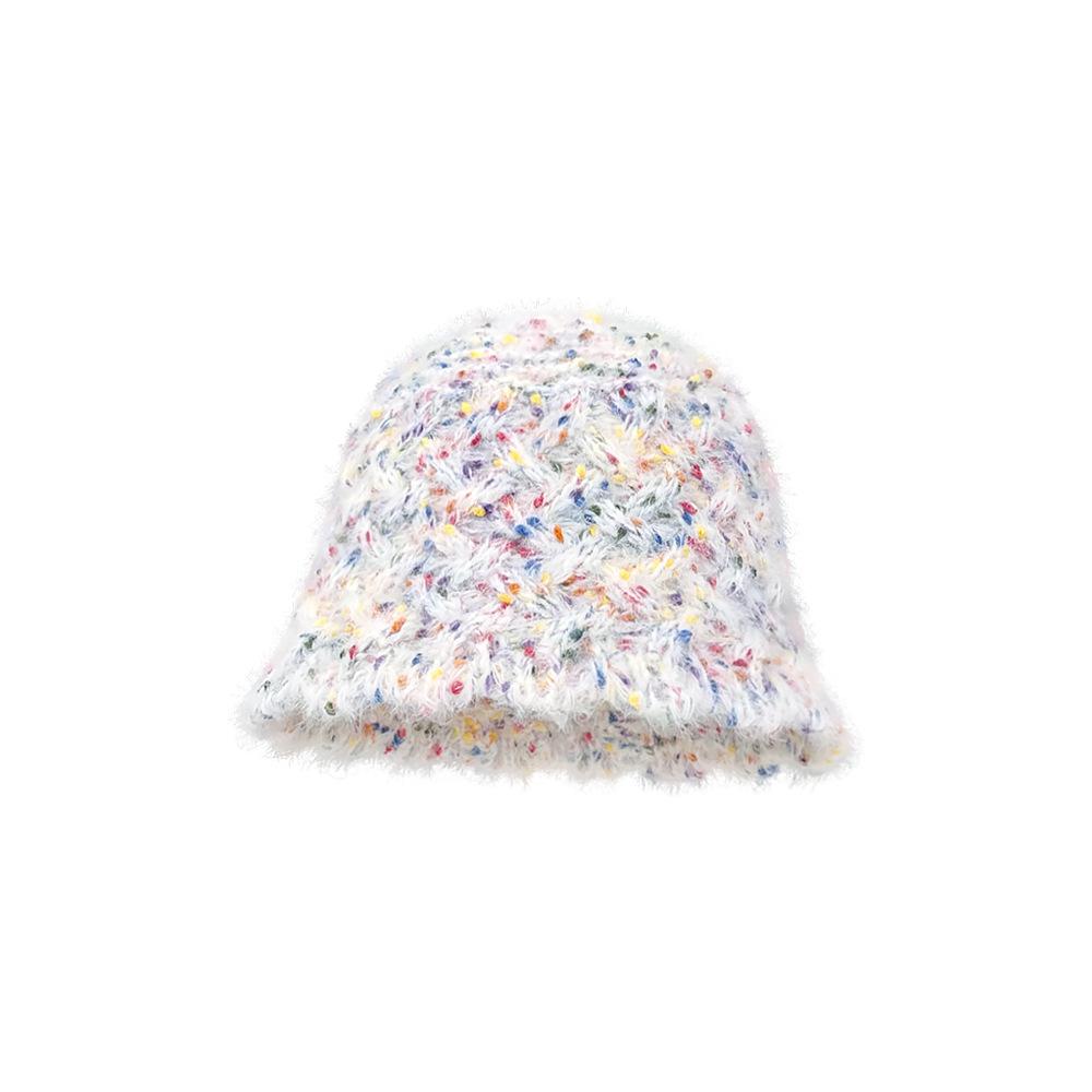 

Style Hat Versatile Colorful Spotted Warm Knitted Sunshade Fisherman Hatscaps білий