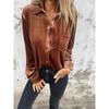 Women S Velvet Long Sleeve Button Down Loose Fit Blouse