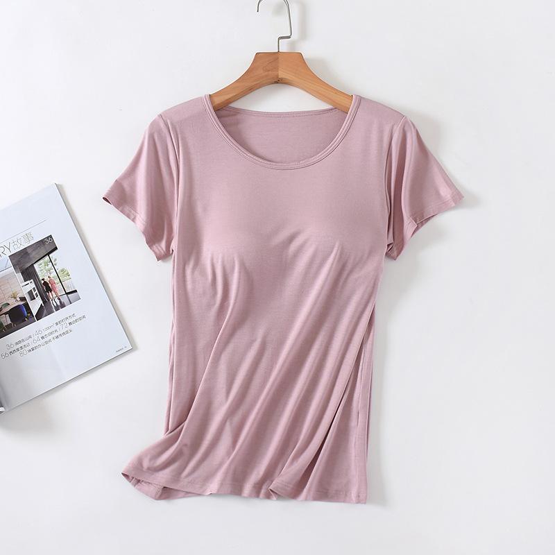 Women's Home Wear Solid Color Short Sleeve Round Neck Modal Temperament