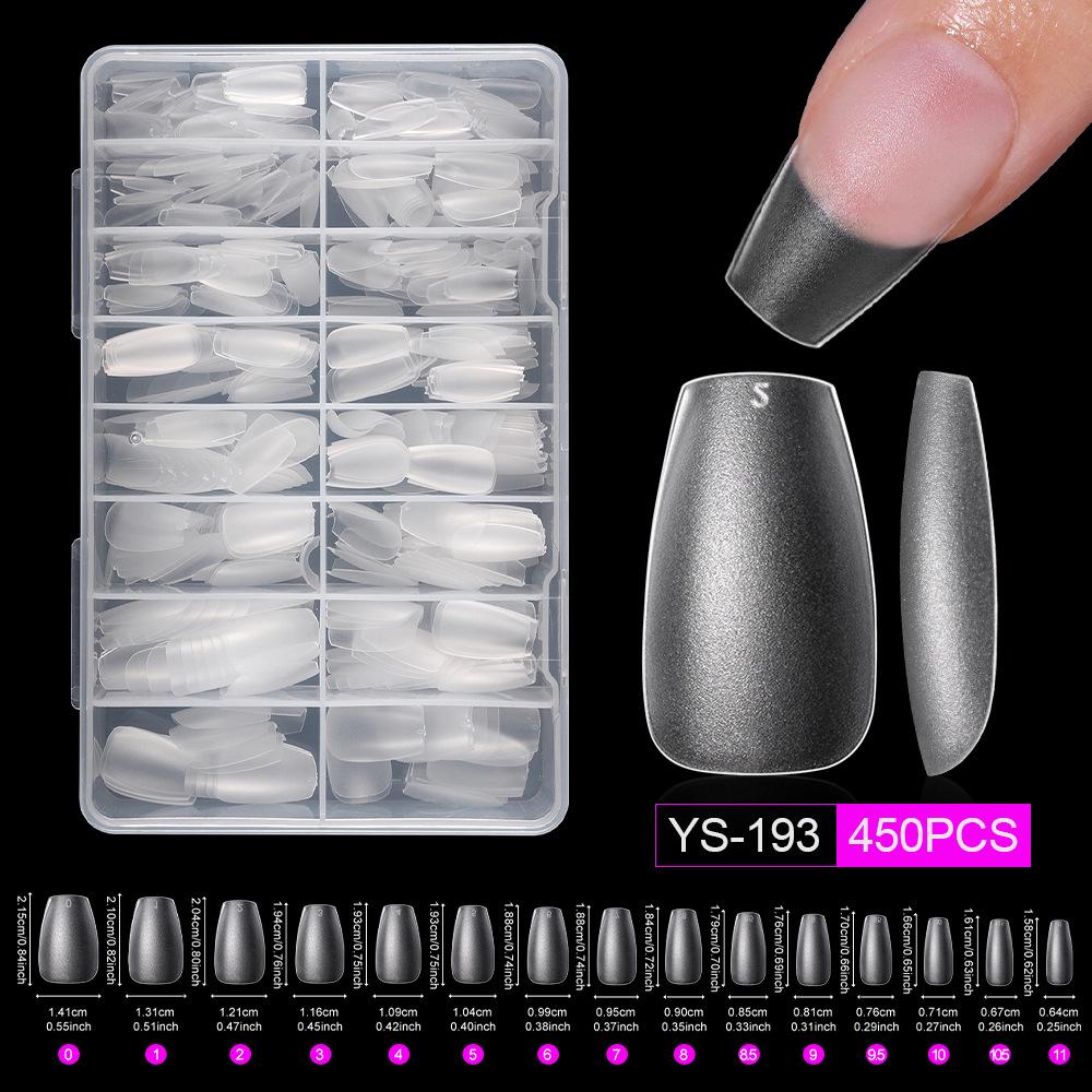 450-Piece Ultra-Thin Seamless Matte Almond Fake Nail Tips Extension (Short Ladder)