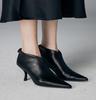 Fashion 2025 Women Kitten High Heel Ankle Boots Soft PU Leather Chelsea Botas Winter Shoes Ladies Office Dress Pointed Toe Botines Mujer