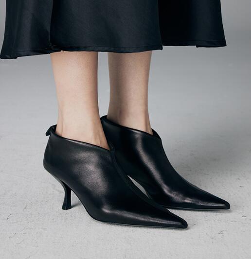 Fashion 2025 Women Kitten High Heel Ankle Boots Soft PU Leather Chelsea Botas Winter Shoes Ladies Office Dress Pointed Toe Botines Mujer