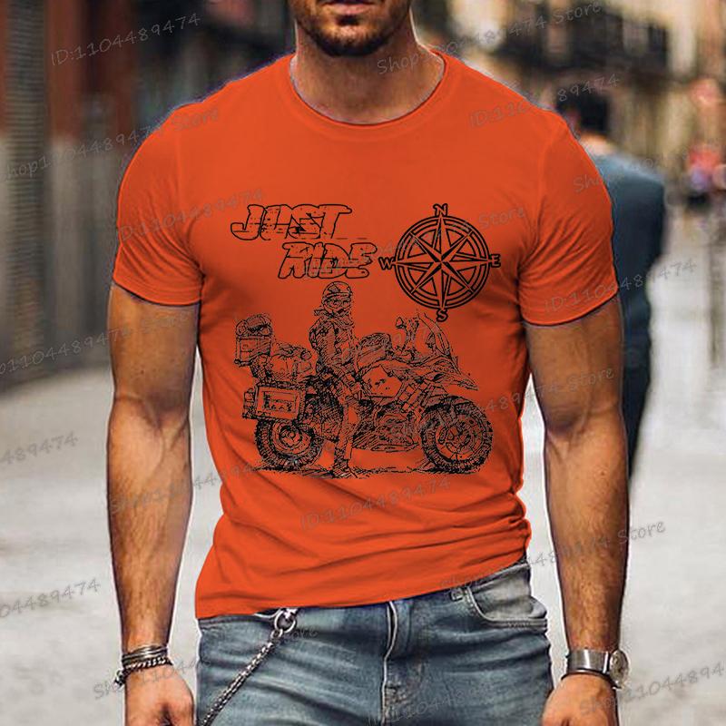 Just Ride Motorrad GS Adventure mit Kompassdruck T-Shirt Herren Mode Sommer T-Shirts Street Style Motorrad Herren T-Shirts