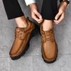 Fashion Handmade Leather Soft Soled Shoes Mens Vintage Style Comfy Casual Shoes Luxury Brand Loafers Breathable Non-Slip Walking Shoes
