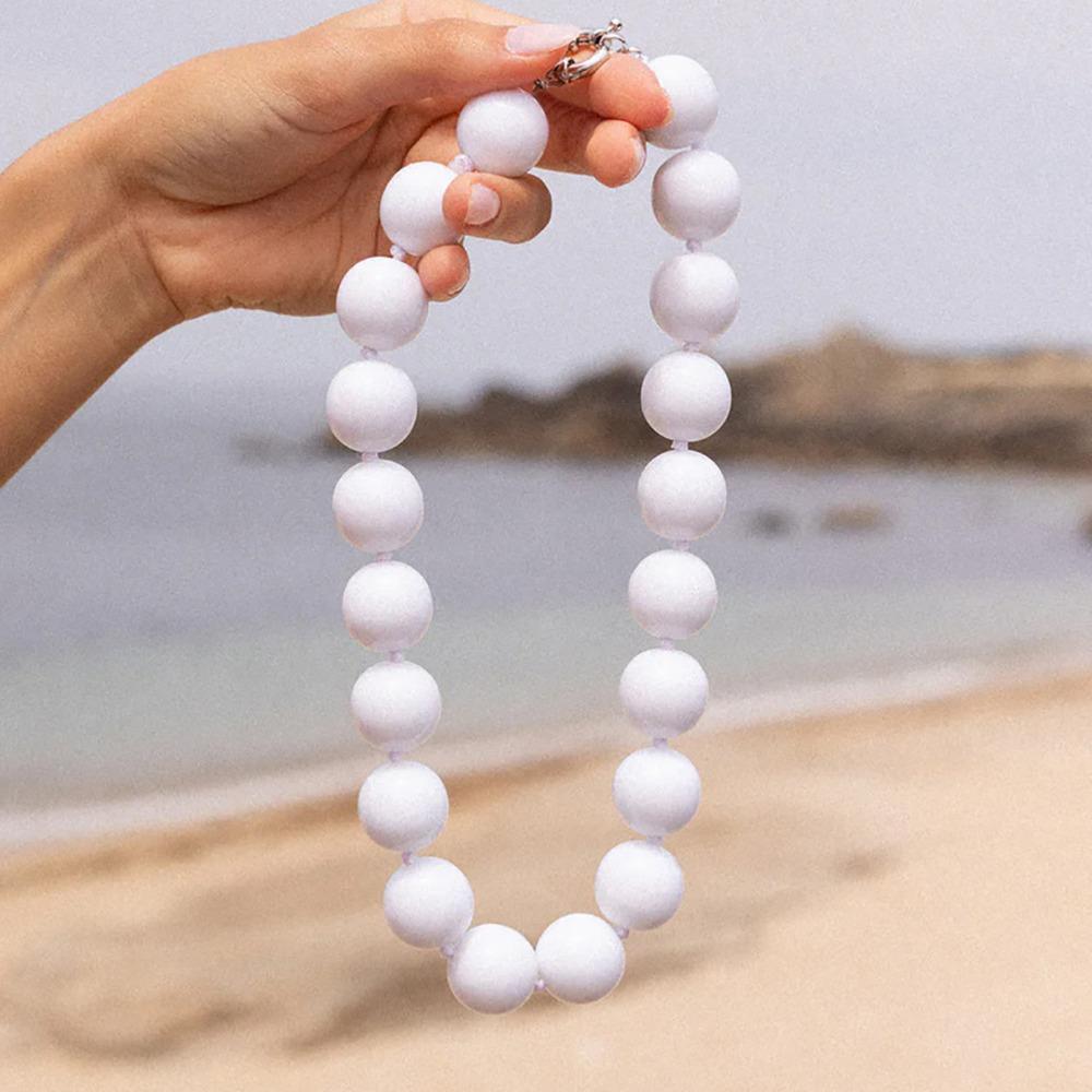 Large Beaded Necklace Acrylic Women Necklaces Retro Round Beads Choker  Jewelry Gift