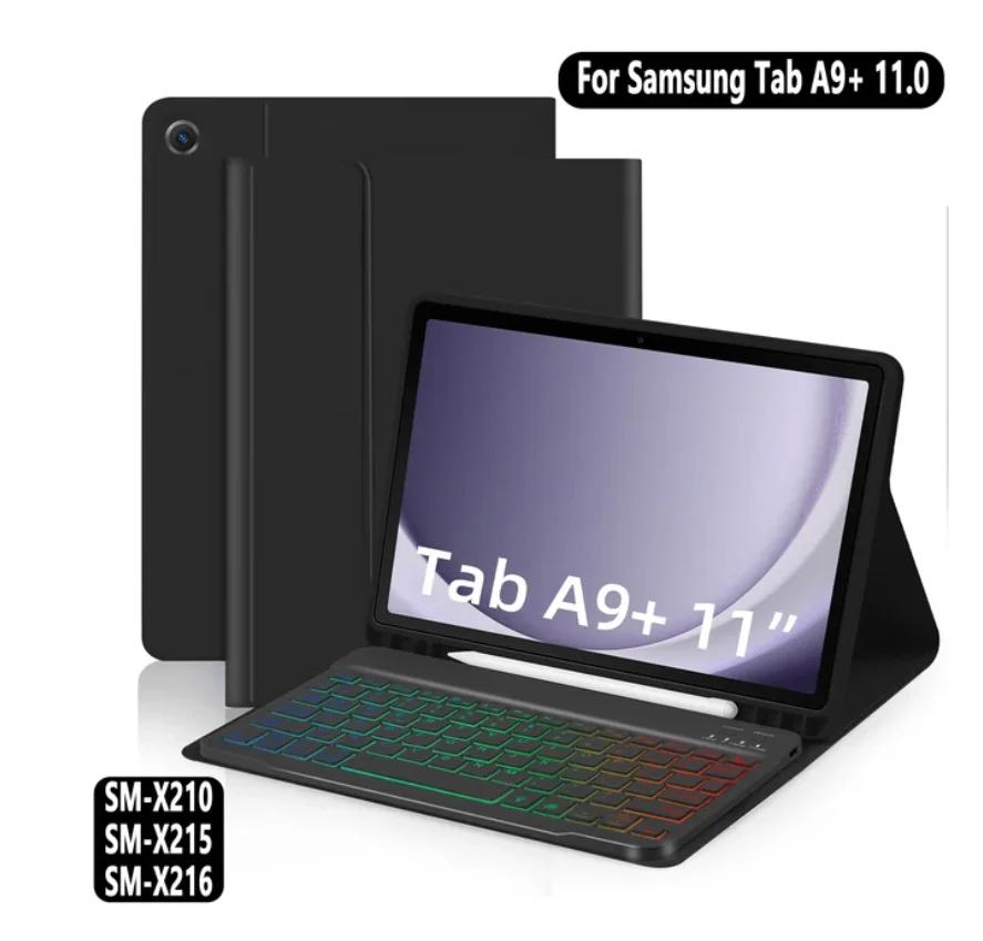 Backlight Keyboard Case for Samsung Galaxy Tab A9 Plus A9+ 11 Inch X210 X215 X216 Korean Portuguese Spanish Keyboard Cover Funda