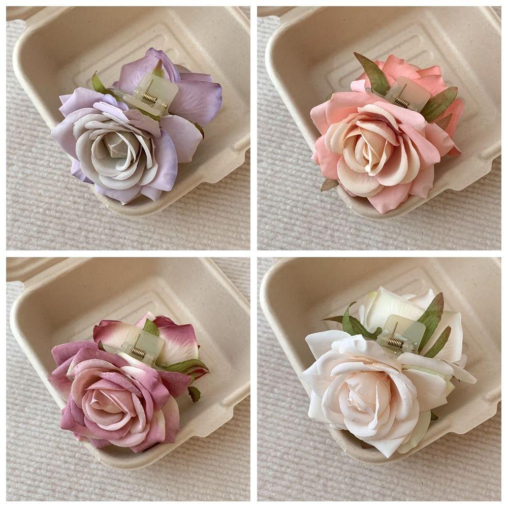 Ponytail Clip Rose Hair Clip Peony Flower Large Shark Clip Cute Flower Hair Claw  Daily